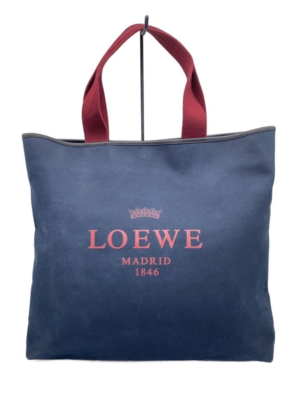 Loewe navy canvas tote bag crown logo Madrid Blue